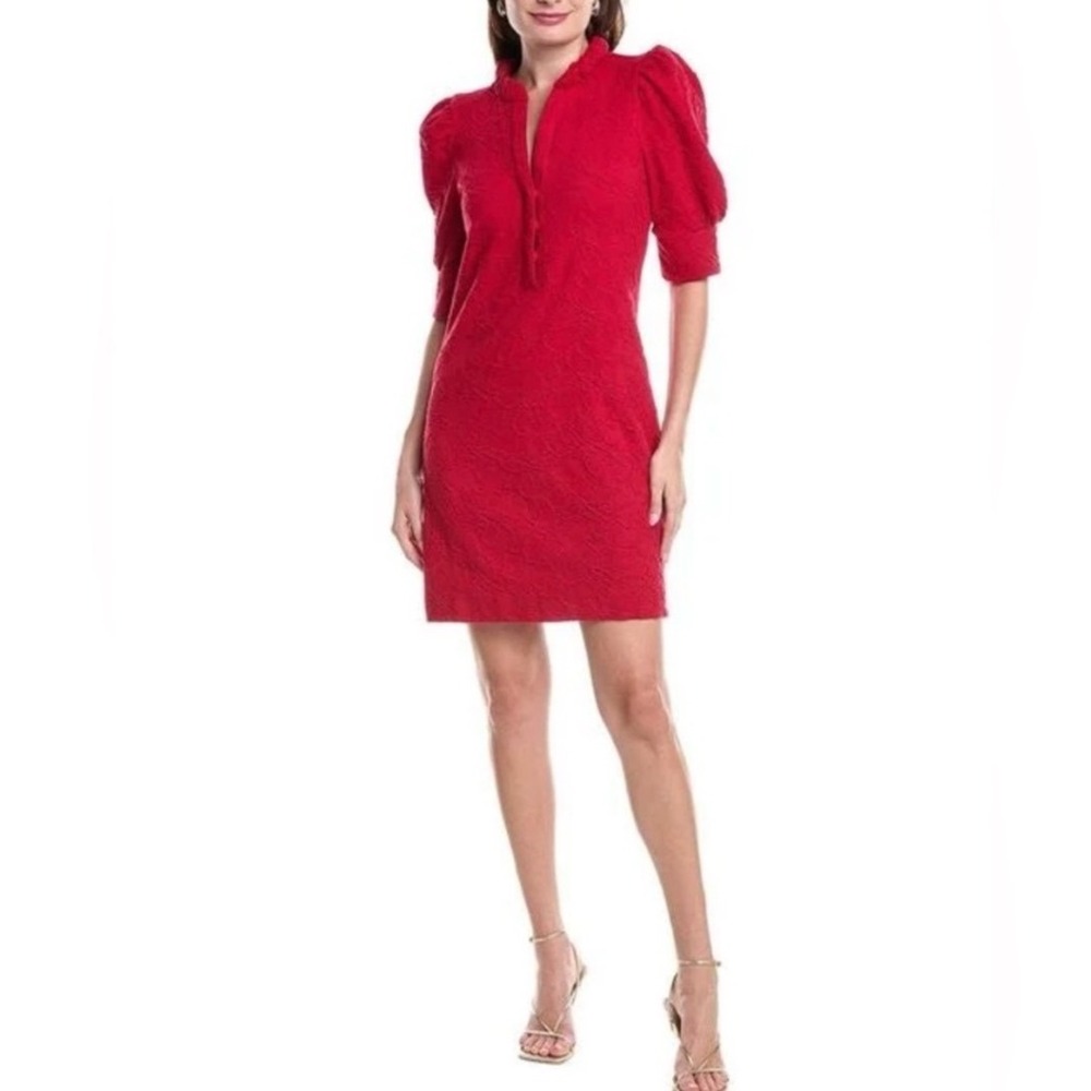 Lilly Pulitzer Elsey Jacquard Puff Sleeve Ruffle Shift Dress Size XL